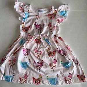 Charming Chicken Print Kids Casual Dress